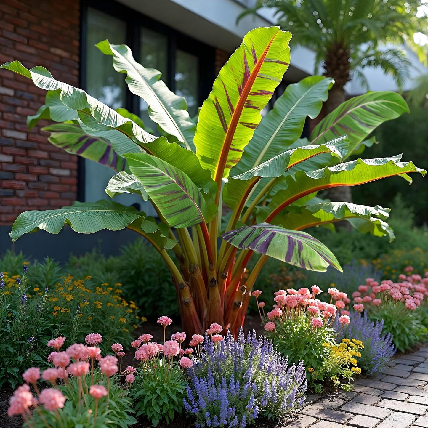 Obstpflanze - Bananenpflanze - Musa sikkemensis Red Tiger - Winterhart - 6 Pflanzen - Topf 17cm Höhe 40cm