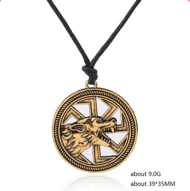 Wolfskopf-Anhänger-Halskette