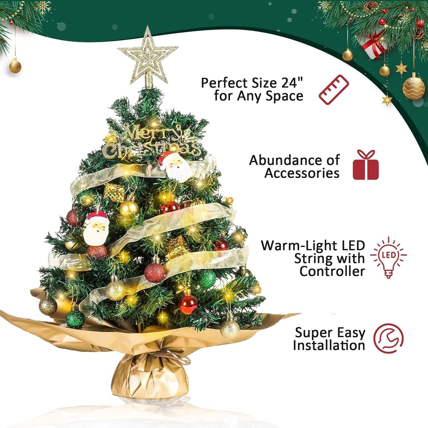 Mini Weihnachtsbaum mit LED Beleuchtung – kleiner künstlicher Tannenbaum Dekoration