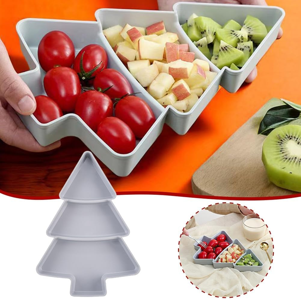 Weihnachtsbaumförmige Obstplatte Kreative Teller Aufbewahrungsbox Trockenobst-Snackplatten Unterteilte Süßigkeiten-Dessertplatten Behälter