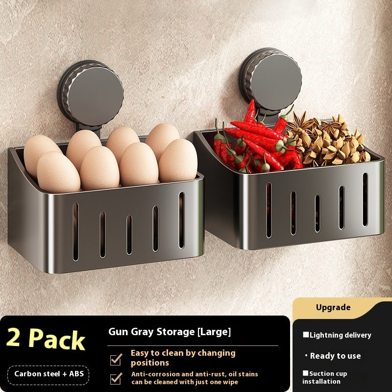 Lagerbox für Zwiebeln, Ingwer und Knoblauch Wandmontiertes Aufbewahrungsregal mit Saugnäpfen