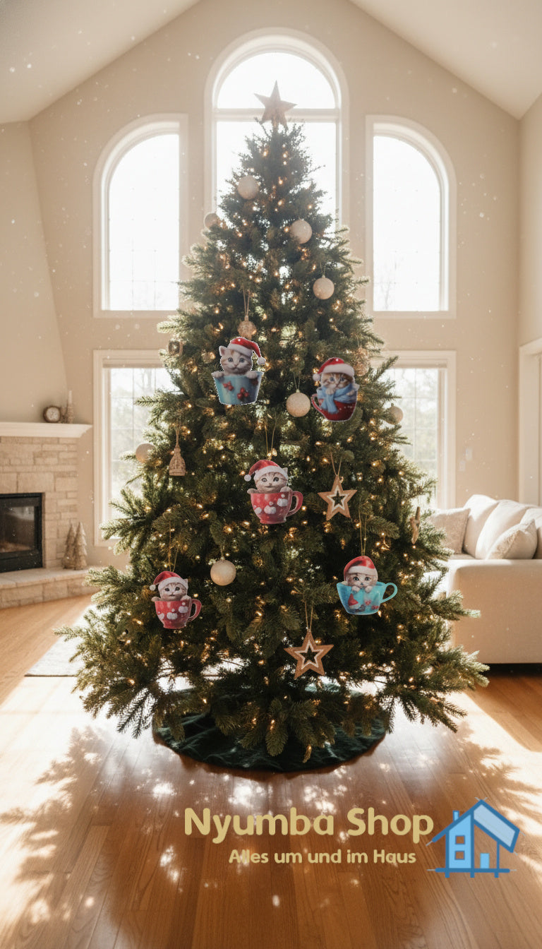 Weihnachtsbaum Acryl flacher Anhänger 5er Set