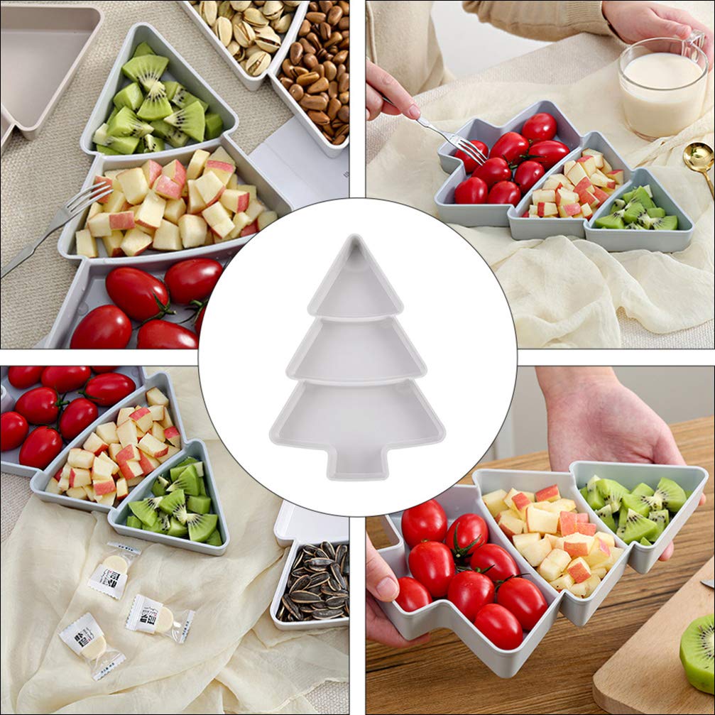Weihnachtsbaumförmige Obstplatte Kreative Teller Aufbewahrungsbox Trockenobst-Snackplatten Unterteilte Süßigkeiten-Dessertplatten Behälter