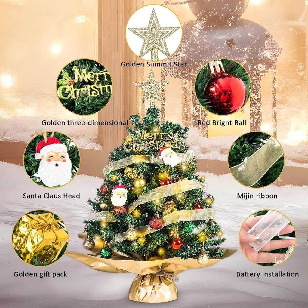 Mini Weihnachtsbaum mit LED Beleuchtung – kleiner künstlicher Tannenbaum Dekoration