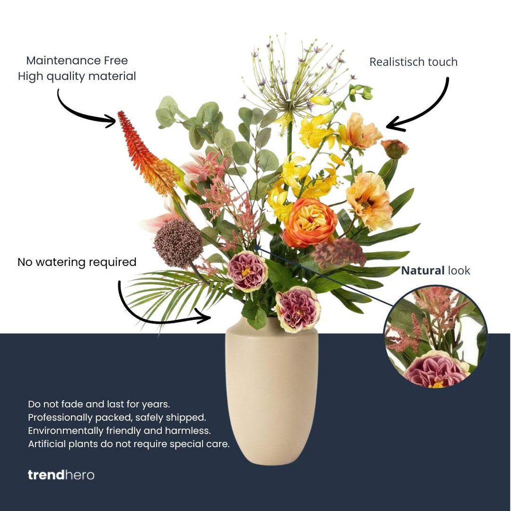 Kunstblumenstrauß - Tropical Chic Deluxe - Real Touch - 13 Stiele - ↑ 105 cm