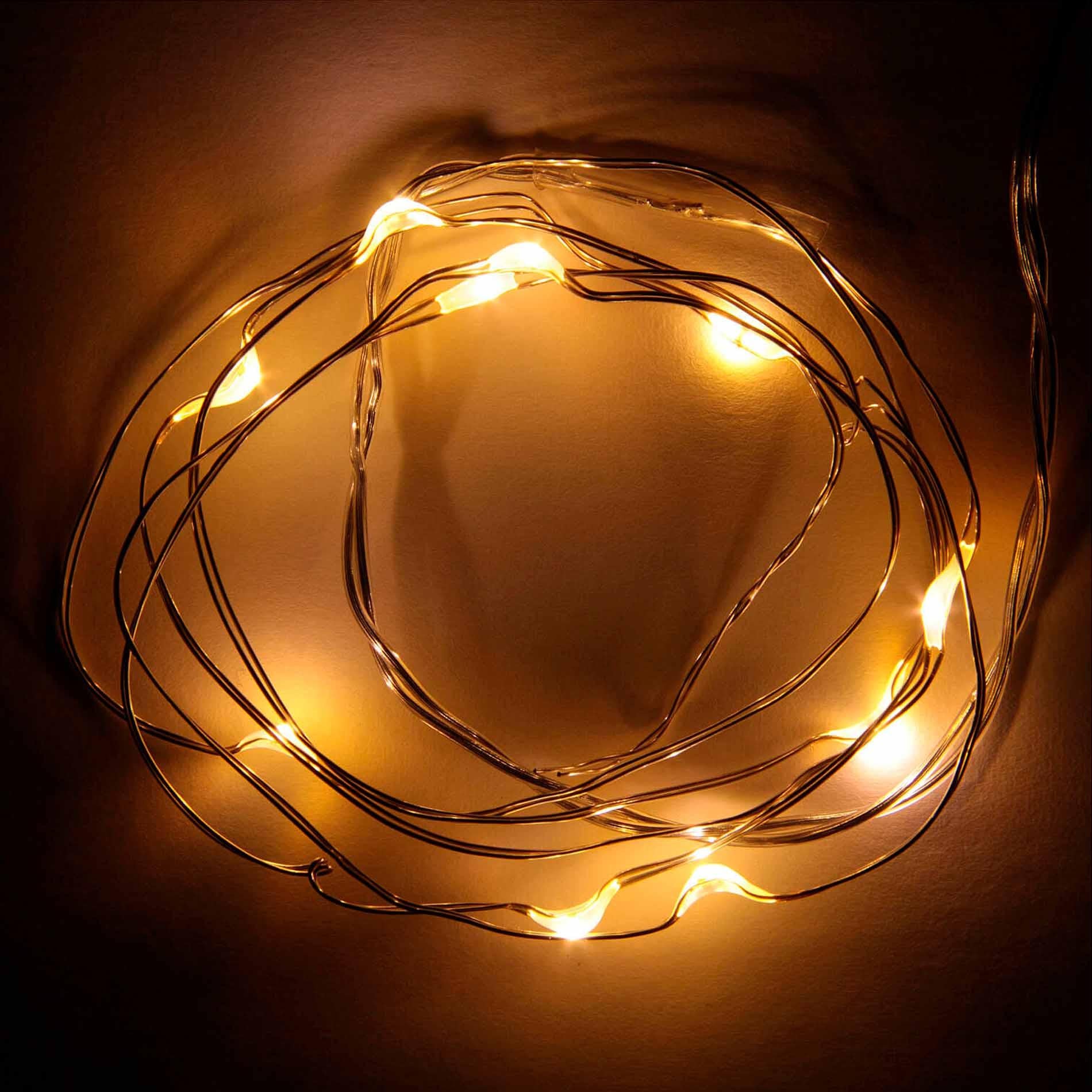 Batteriebetriebene Lichterkette – 1 Meter – Warmweiß – 20 LED-Lämpchen – Weihnachten