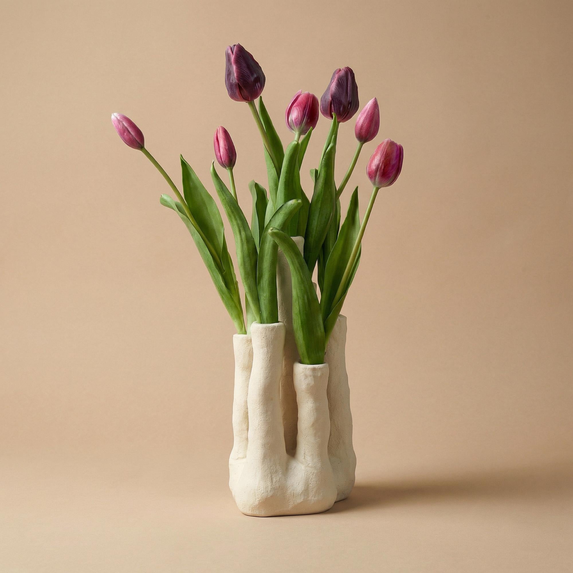Tulip Touch – Tulpen-Set – Kunsttulpen mit Mehrfach-Vase