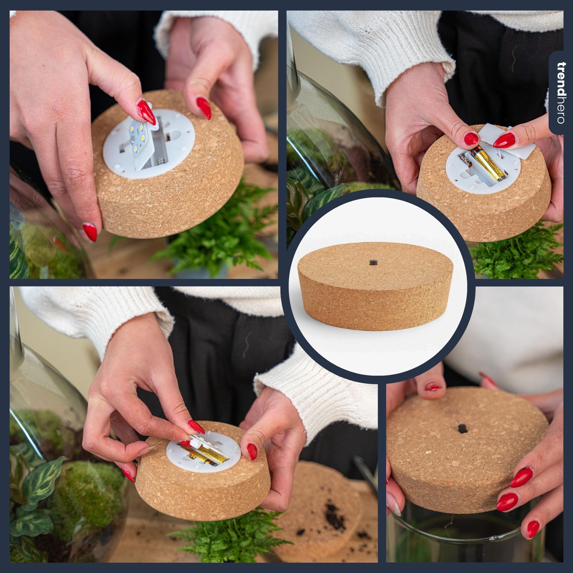 LED-Kork M  - Kork mit Beleuchtung - LED-Lampe für Terrarien - 12 x 10,8 x 3 cm