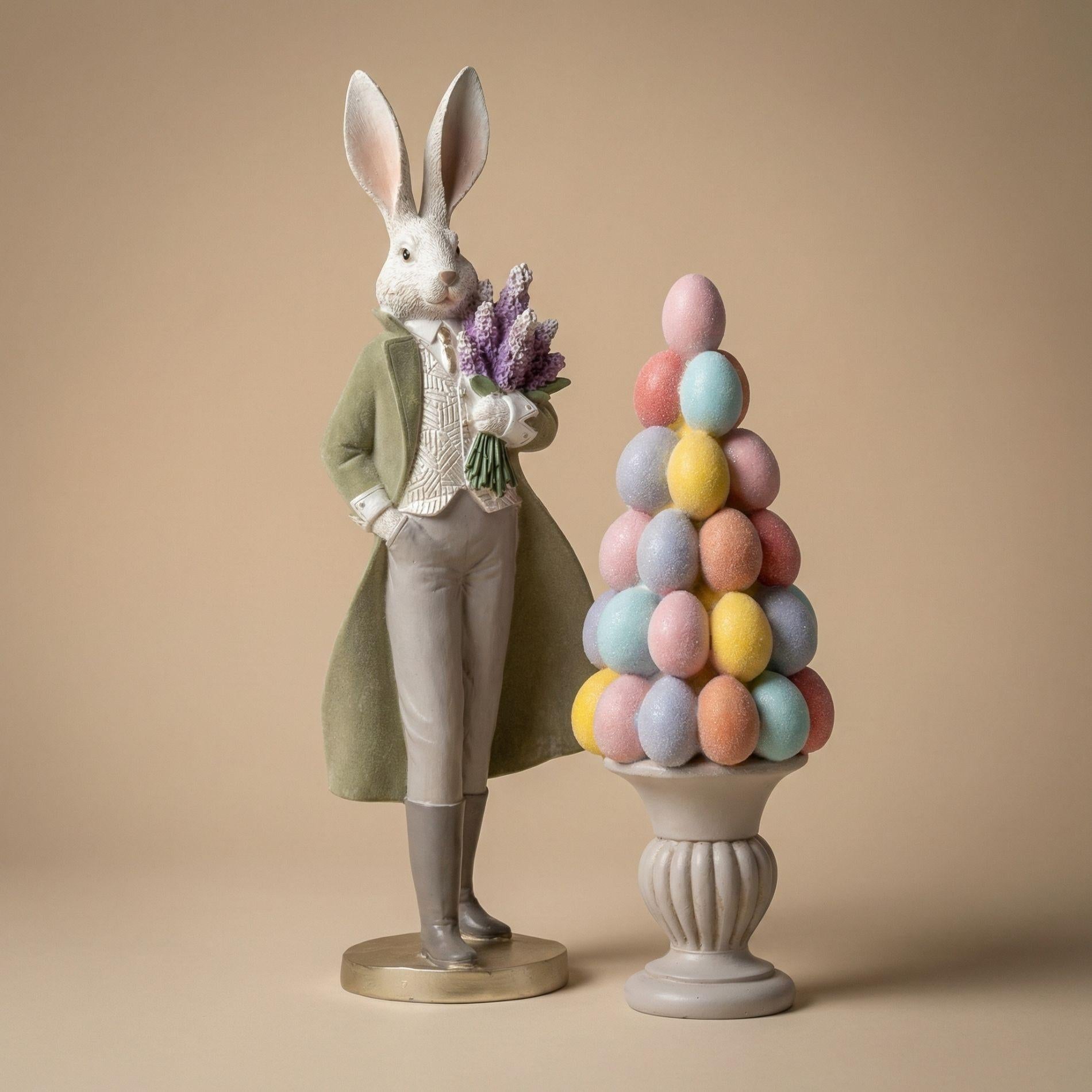 Osterhase Figur - Hasen Gentleman mit Blumen - ↑ 51 cm