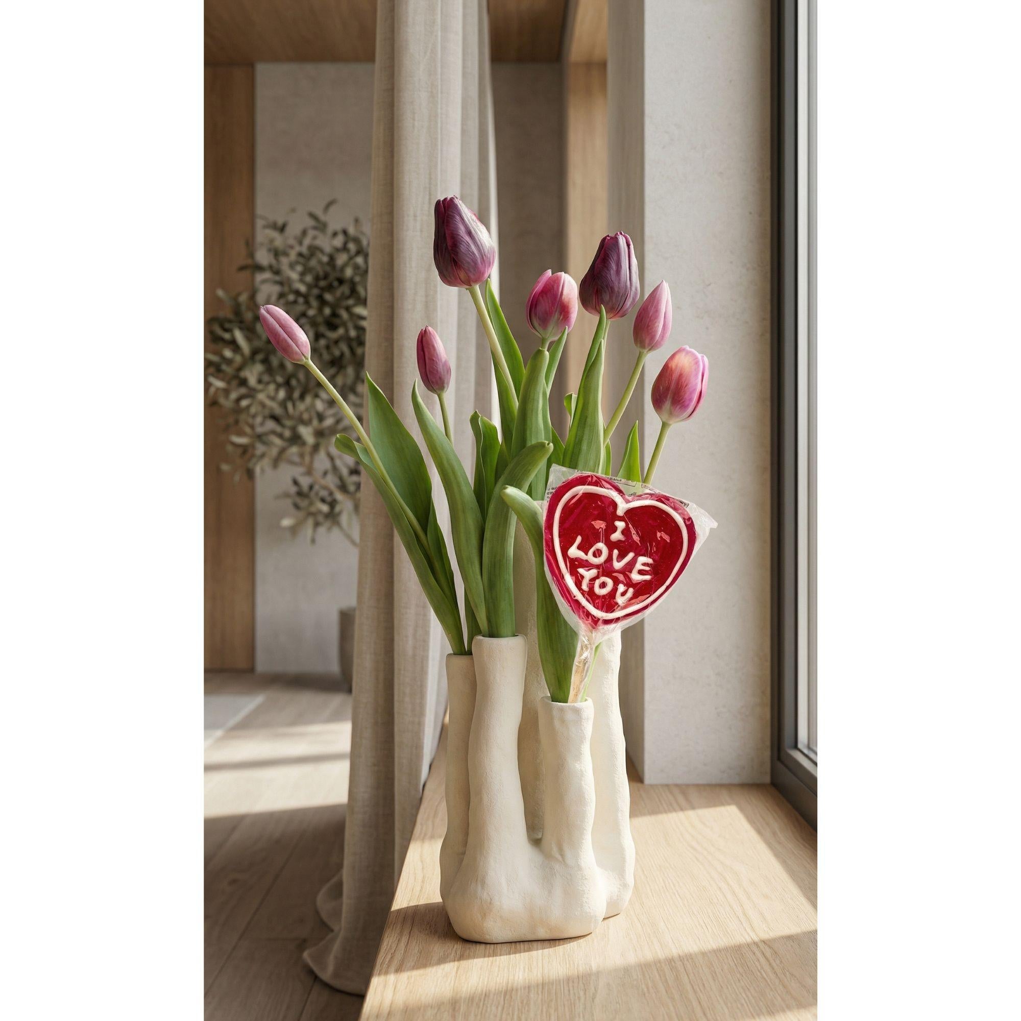 Tulip Touch – Tulpen-Set – Kunsttulpen mit Mehrfach-Vase