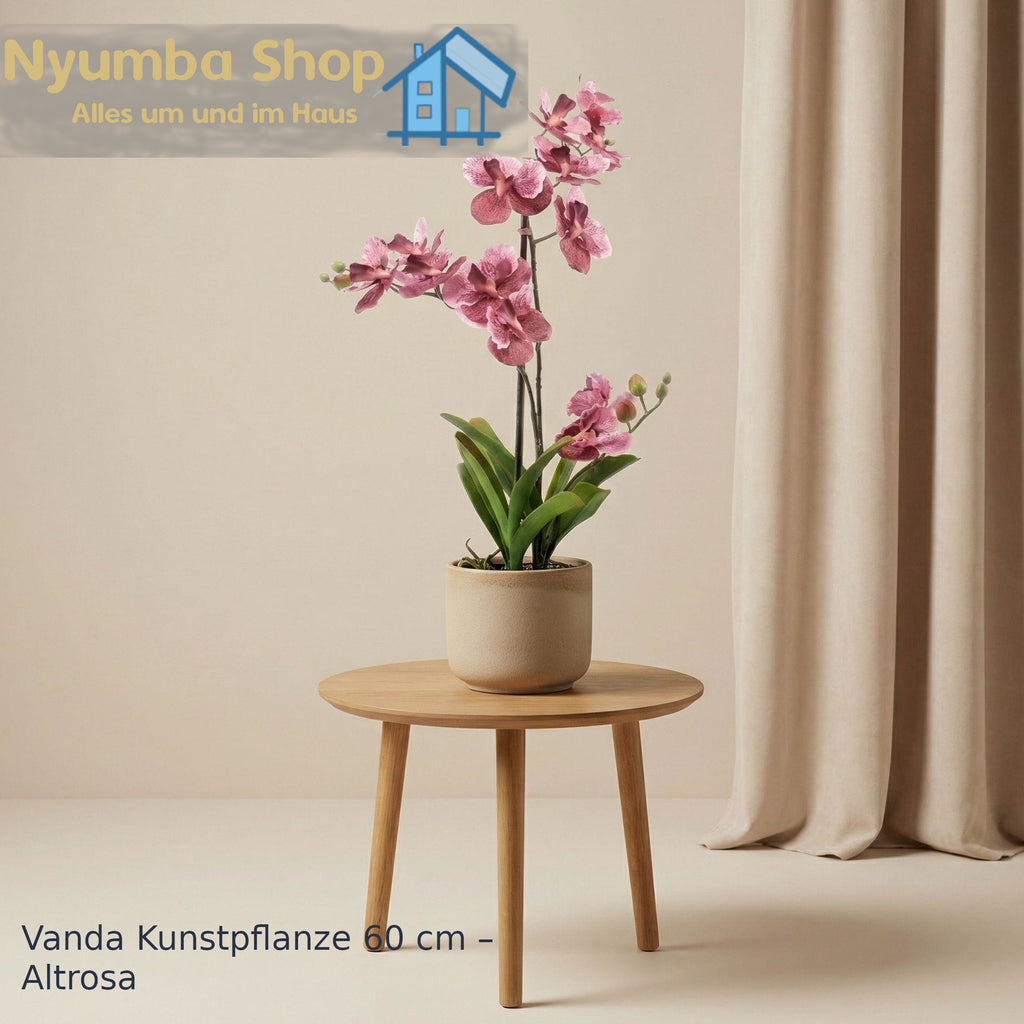 Orchidee Vanda Kunstpflanze 60 cm – Altrosa – Im Topf – Künstliche Pflanze