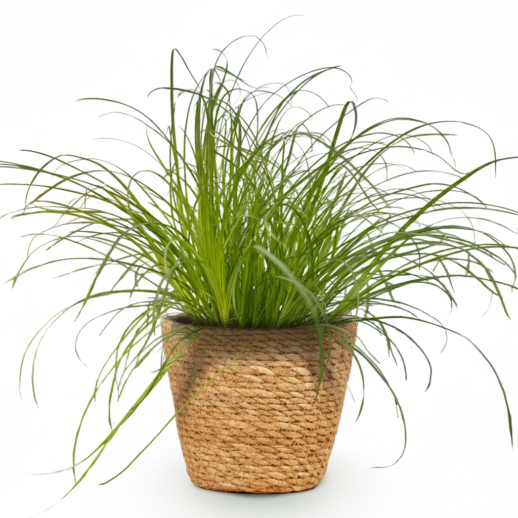 Green boutiQ - Zimmerpflanze - Cyperus alternifolius Zumula - Katzenpflanze - Haustierfreundliche Pflanze - Grün - 1 Pflanze - mit Korb - Topf 12cm - Höhe 20cm
