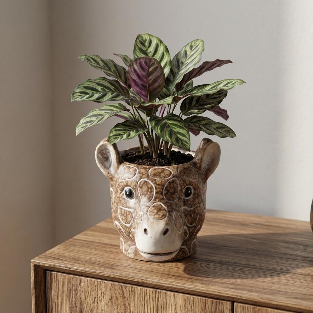 Pflanzentopf Giraffe D11/14x11cm - Braun - D11/14x11cm