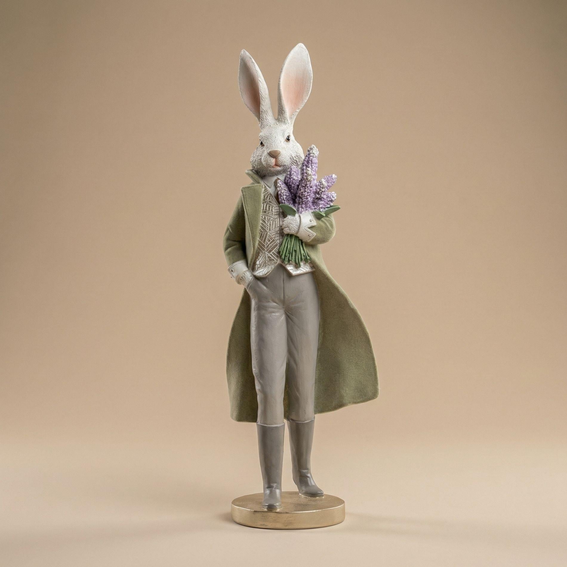 Osterhase Figur - Hasen Gentleman mit Blumen - ↑ 51 cm