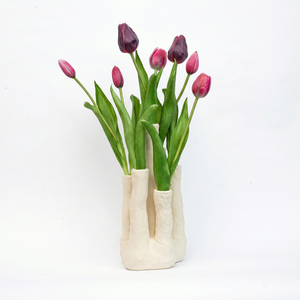 Tulip Touch – Tulpen-Set – Kunsttulpen mit Mehrfach-Vase