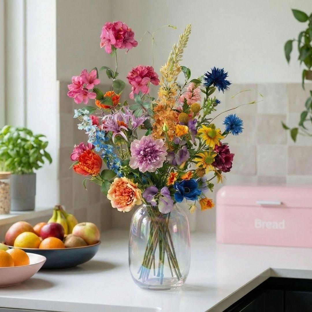 Kunstblumenstrauß - Summer Garden Deluxe - Real Touch - 19 Stiele - ↑ 100 cm