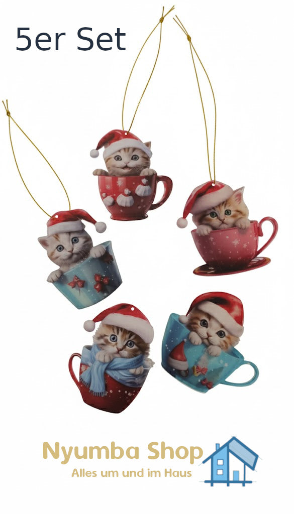 Weihnachtsbaum Acryl flacher Anhänger 5er Set